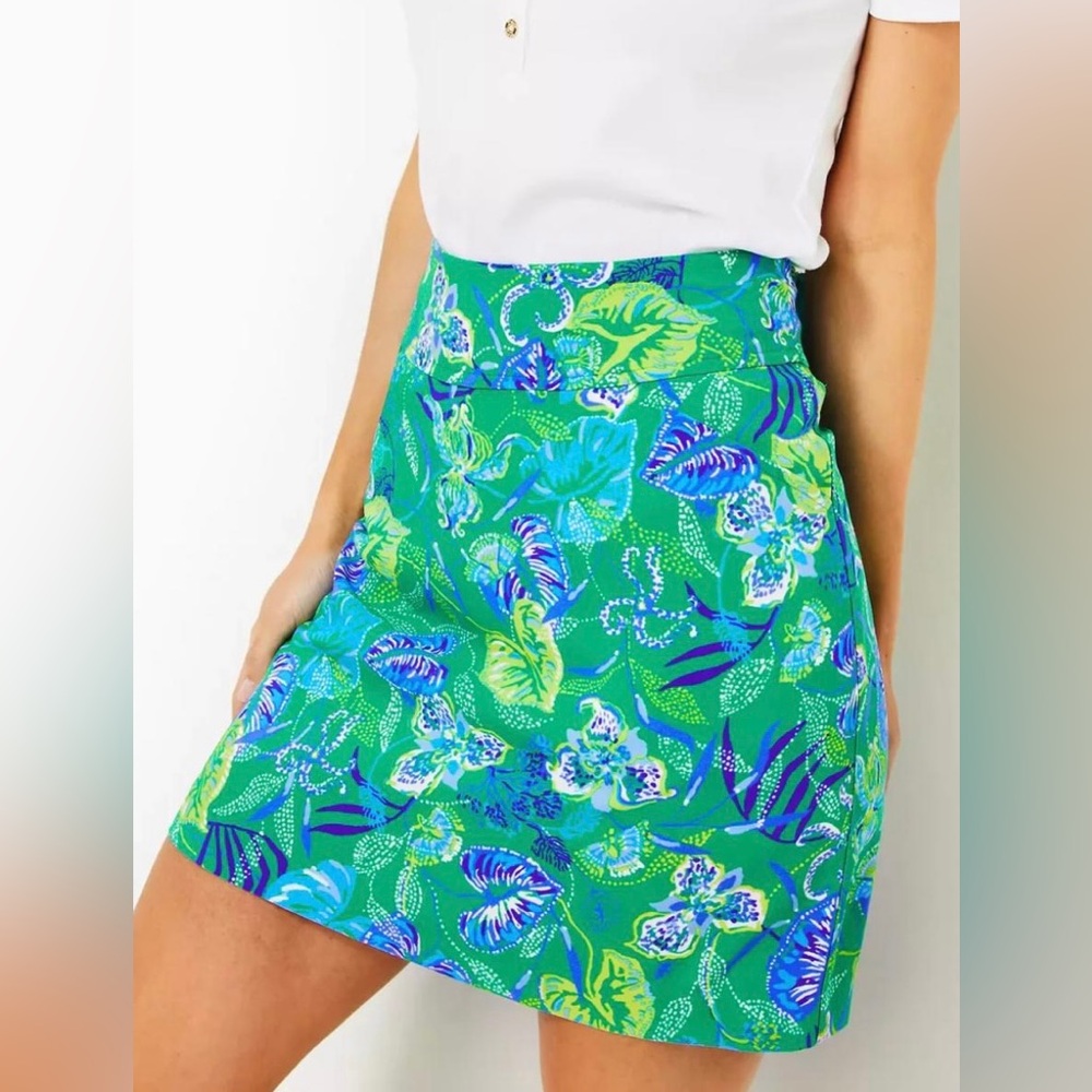 Lilly Pulitzer Jonas High-Waisted Stretch Skort Botanical Green Sz 6